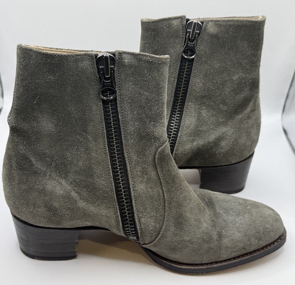 Ann Mashburn Ankle Booties Side Zip Gray Suede Size 37 EU US 6-7 Made In Spain